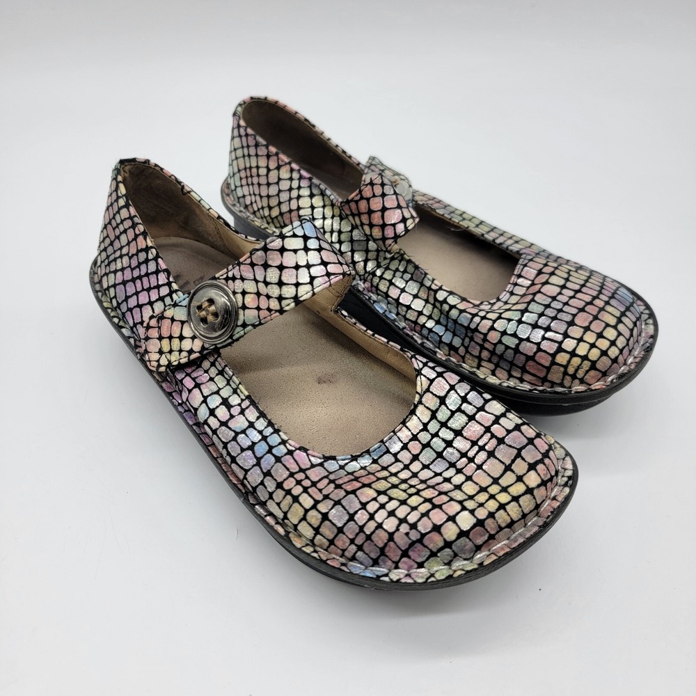 Alegria Paloma Mary Janes Tots Gorge Rainbow Leather Shoes Womans Sz  37 / 6.5